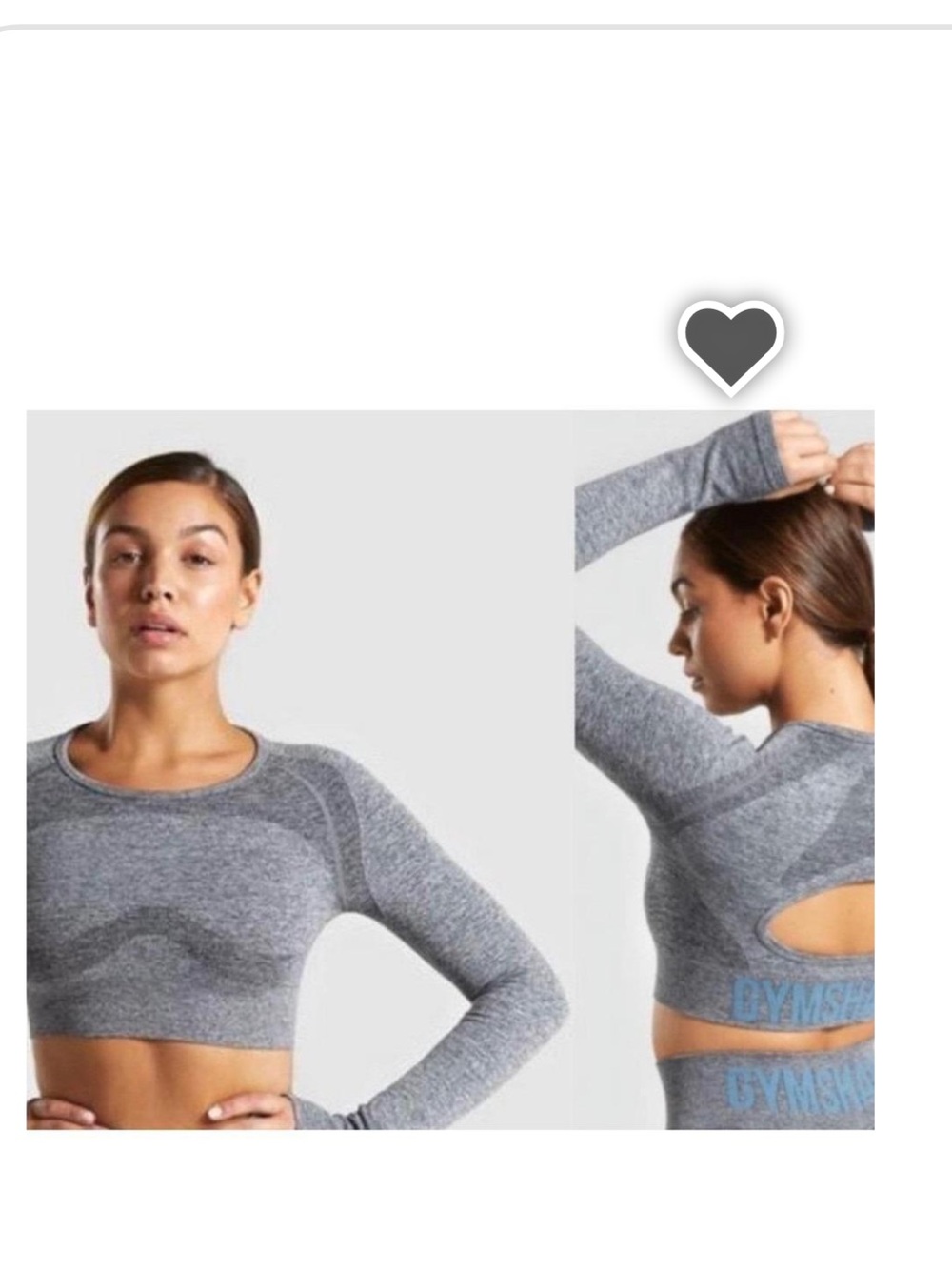 Gymshark Gray Flex Long Sleeve Crop Top with Open Back